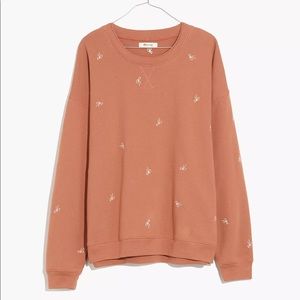 NWT Madewell Bow Embroidered Crewneck Sweatshirt